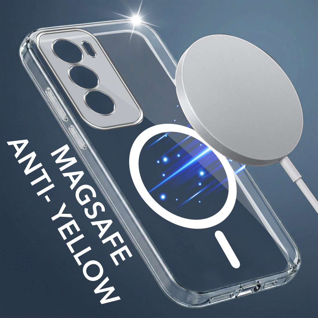 For Oppo Reno12 Pro 5G | Oppo Reno 12 Pro 5G Back Cover Case Lifetime Anti-Yellow MagSafe Compatible Clear (Sleek Hard Crystal | Shockproof and Camera Protection)