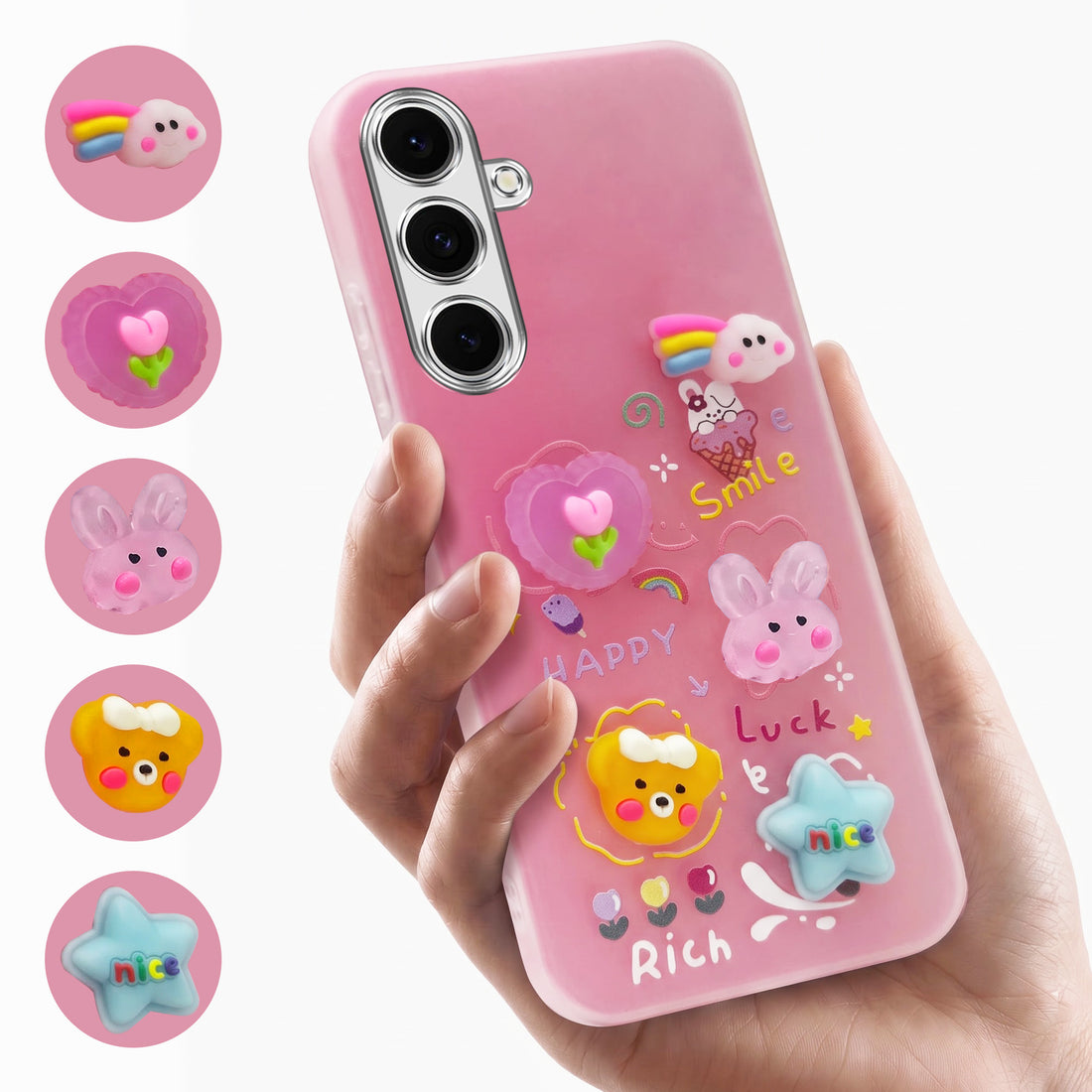 For Samsung Galaxy S24 FE Back Cover Case (3D Cute Cartoons | Hard Back Side Soft | Matte Premium Finish | HD Printing)