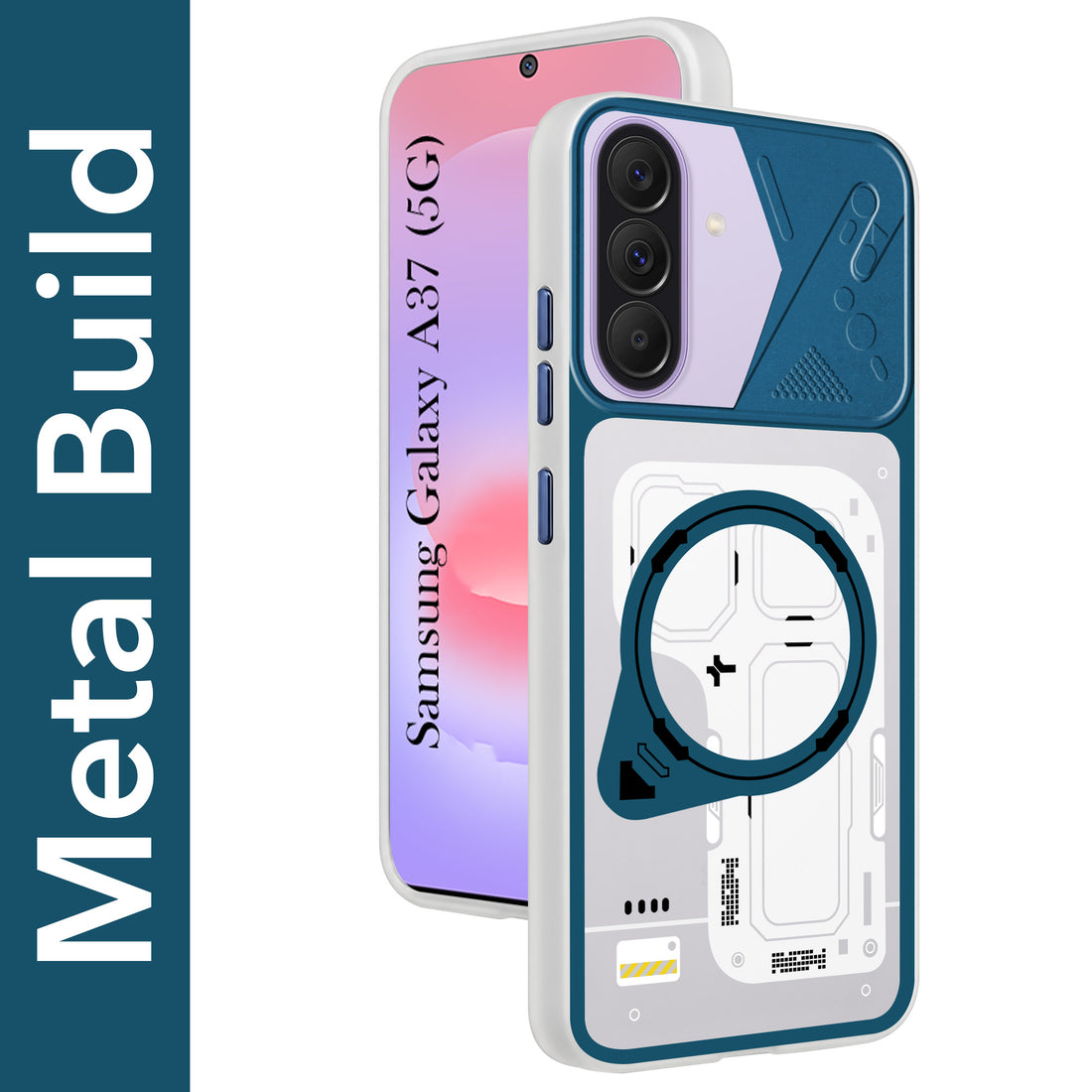 For Samsung Galaxy A37 5G Metallic Back Cover Case (Metallic Camera Protection & Buttons | Translucent Milky Shade | Hard Polycarbonate)