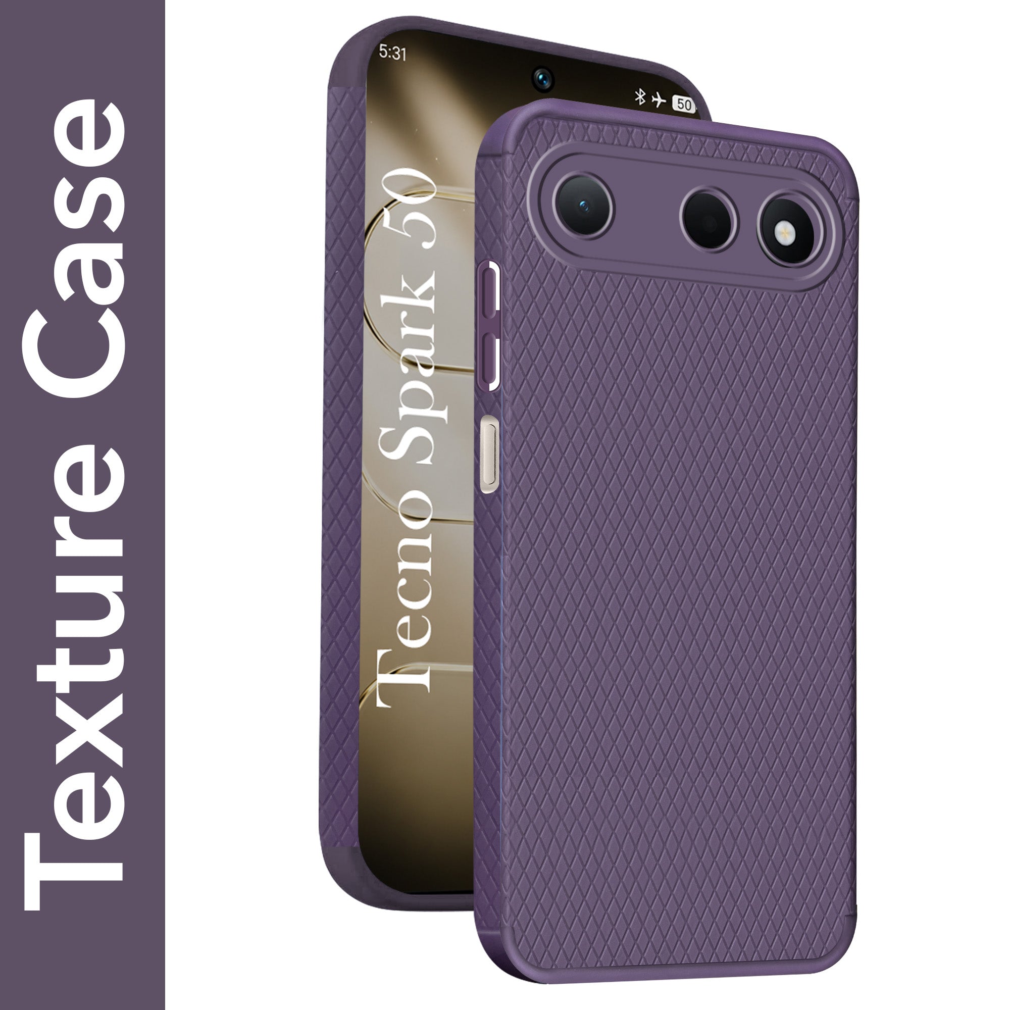 For Tecno Spark 50 Back Cover Case Liquid Silicone (Camera Protection | Side Grip Texture | Soft and Flexible)