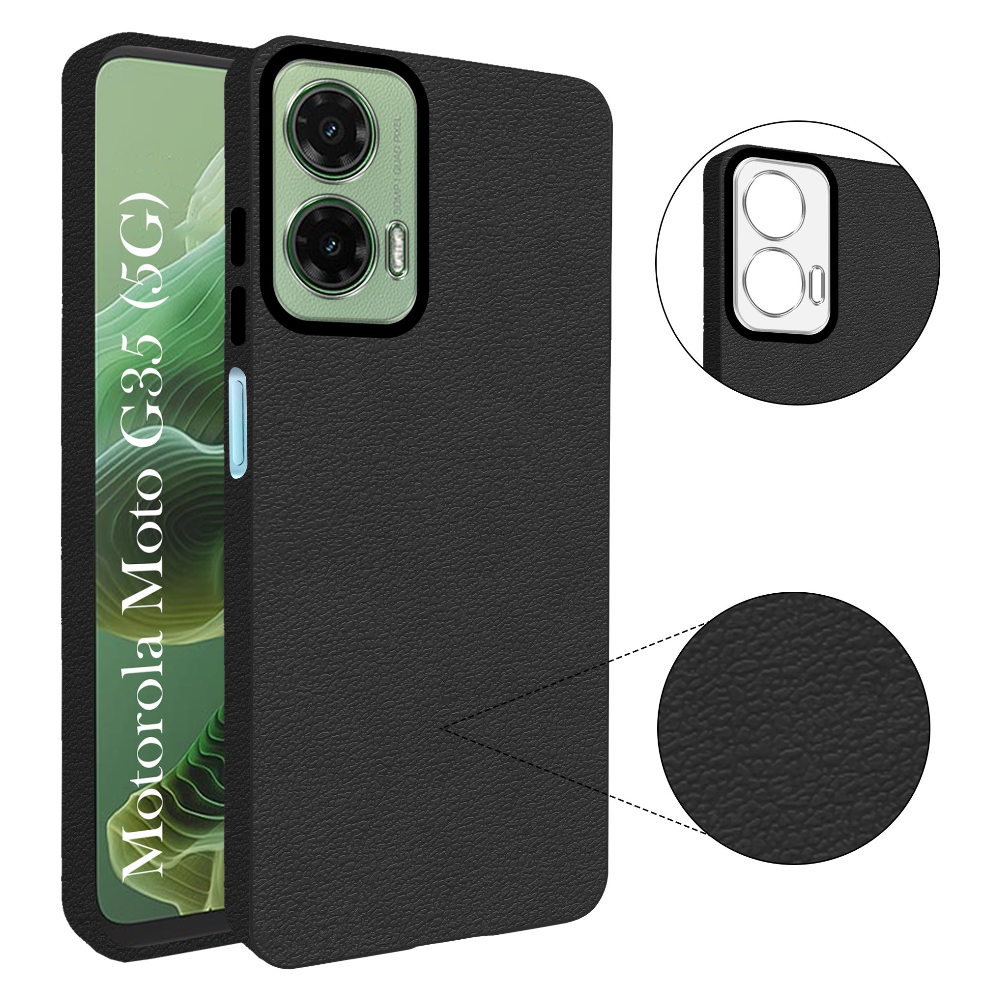 For Motorola Moto G35 5G Back Cover Case (Glass Like Camera Protection | Leather Feel | Minimalist Professional Grip)