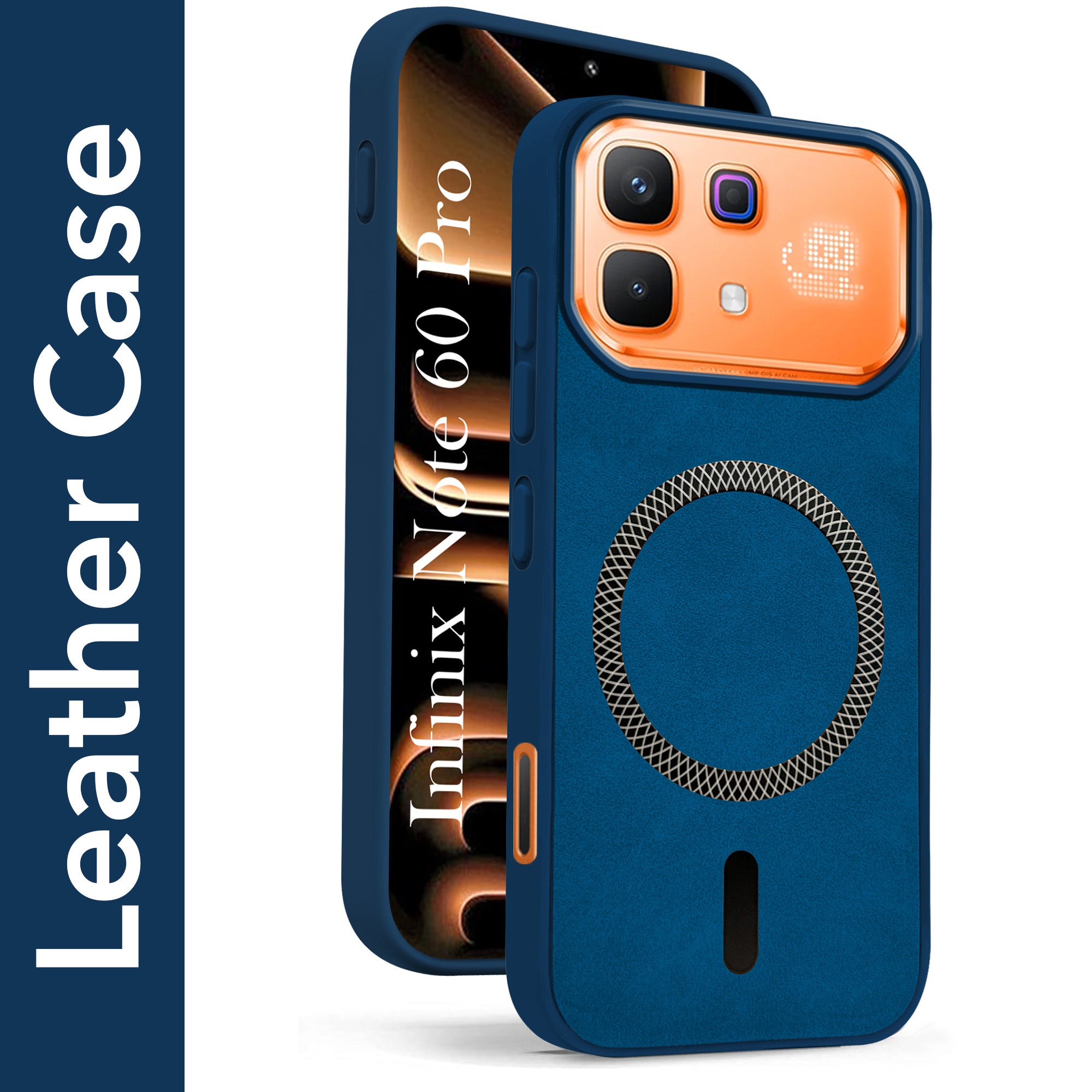 For Infinix Note 60 Pro 5G Back Cover Case Leather Finish (MagSafe Compatible Wireless Charging | Soft Touch | Camera Bump Protection)