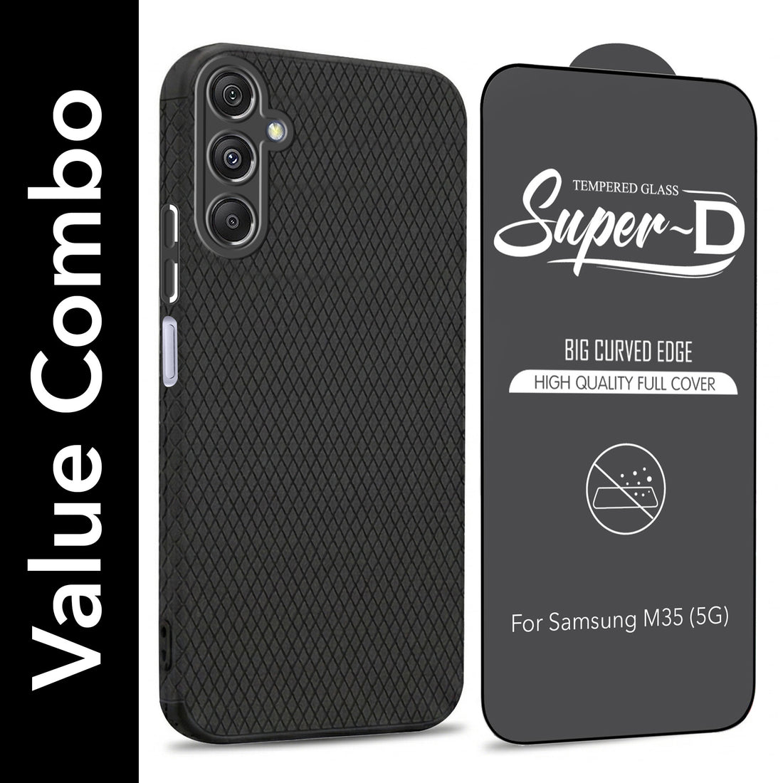 For Samsung Galaxy M35 5G Combo with Back Cover and 9H Tempered Glass (Liquid Silicone | Camera Protection | Oleophobic Coating Screen Glass)