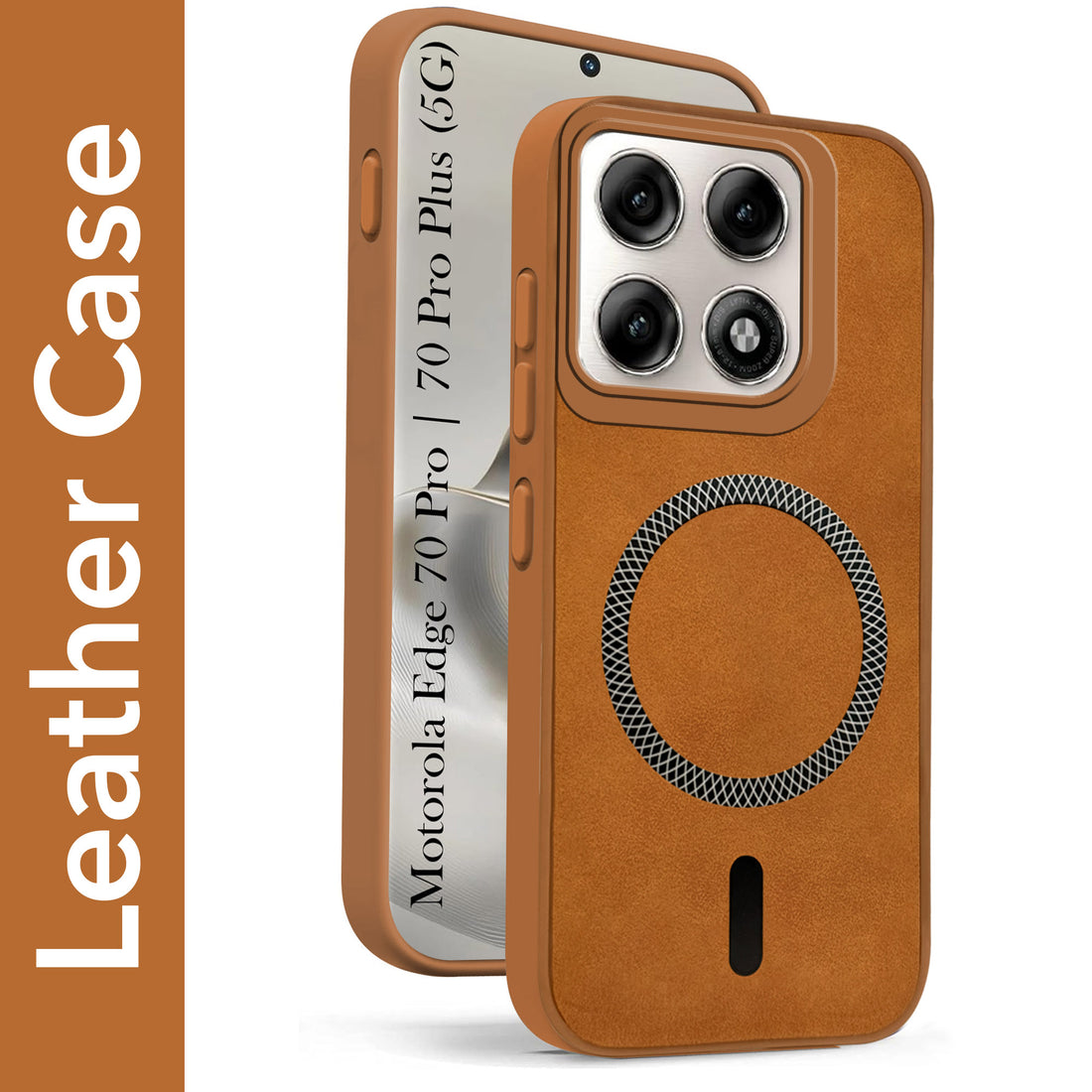 For Motorola Edge 70 Pro |  Motorola Edge 70 Pro Plus Back Cover Case Leather Finish (MagSafe Compatible Wireless Charging | Soft Touch | Camera Bump Protection)