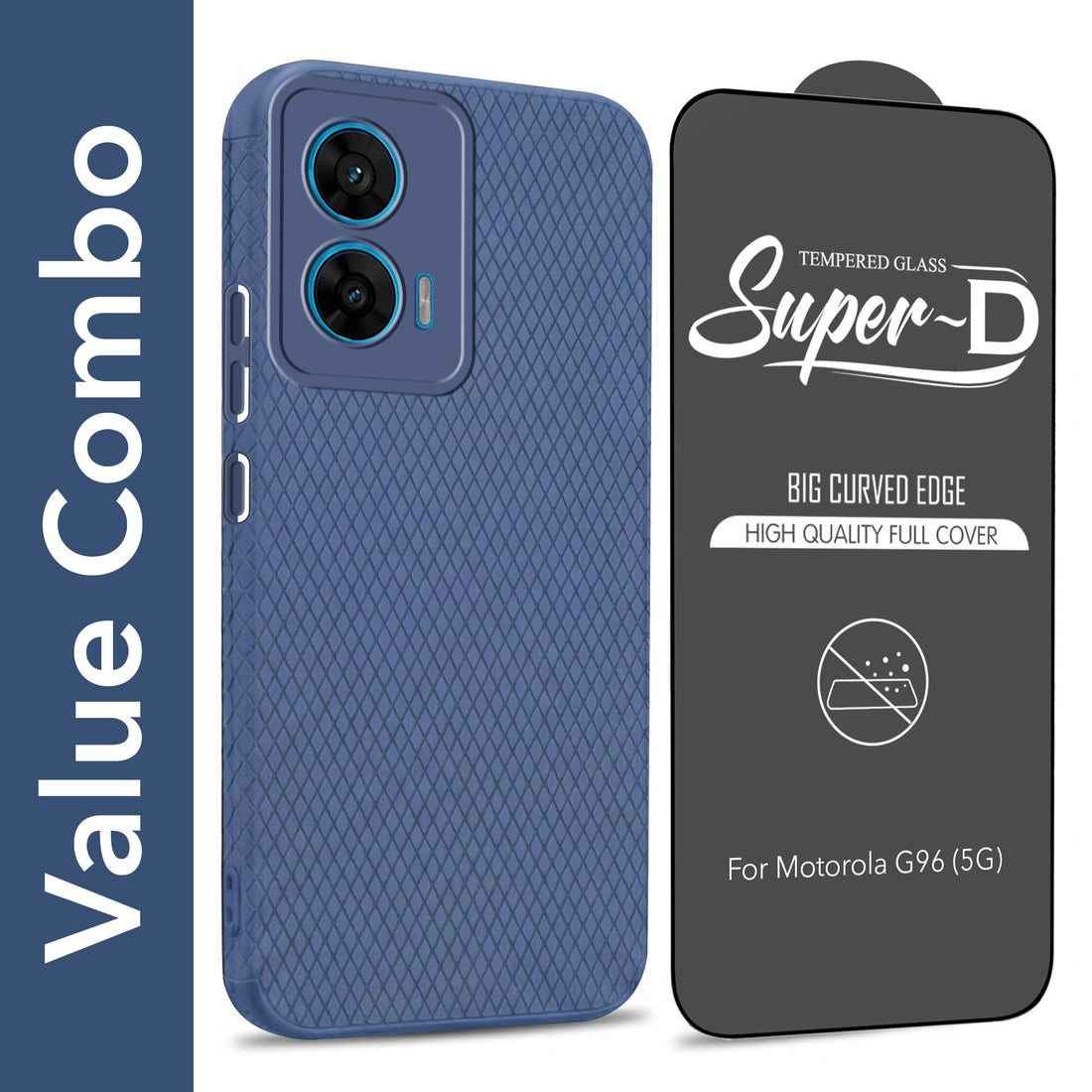 For Motorola Moto G96 Combo with Back Cover and 9H Tempered Glass (Liquid Silicone | Camera Protection | Oleophobic Coating Screen Glass)