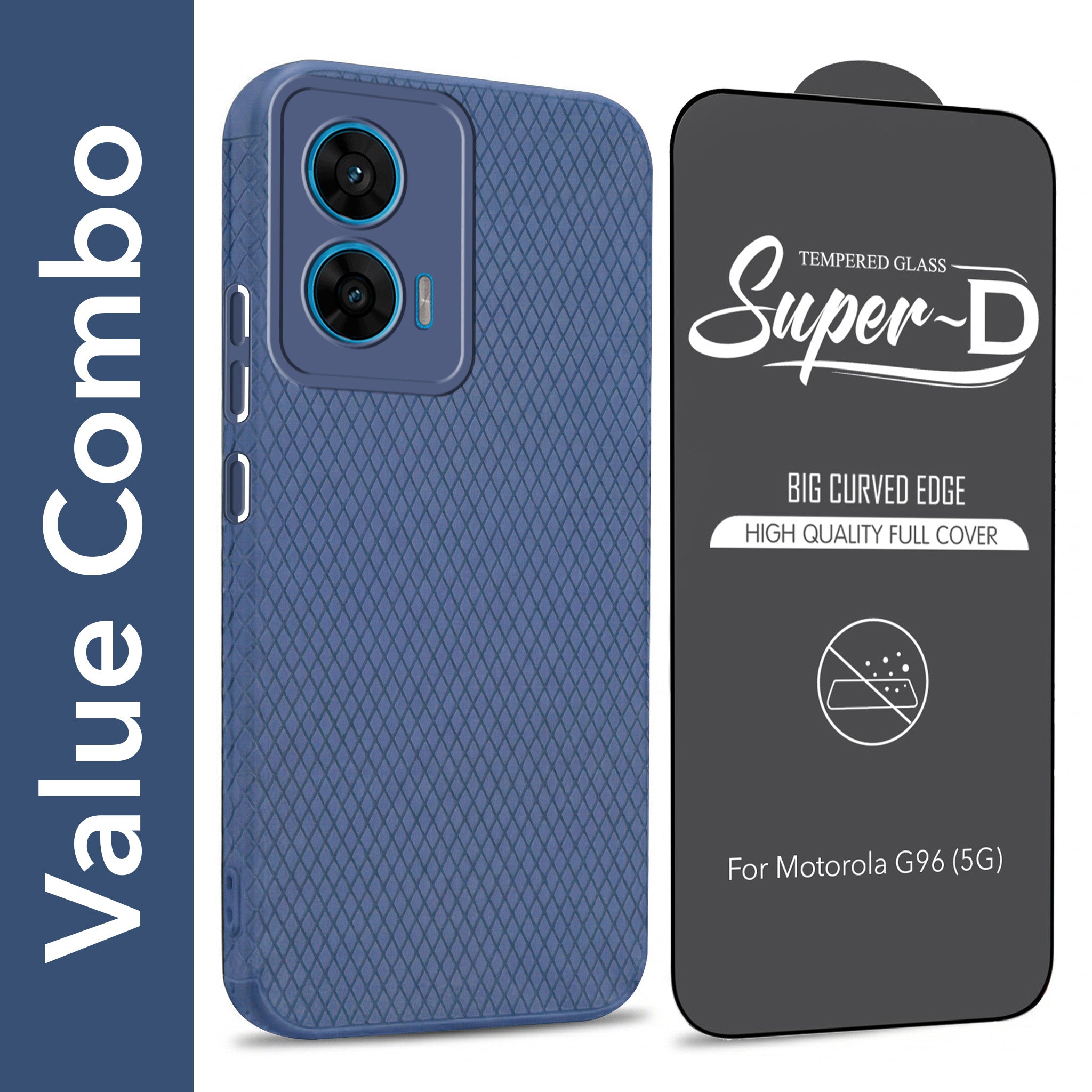 For Motorola Moto G96 Combo with Back Cover and 9H Tempered Glass (Liquid Silicone | Camera Protection | Oleophobic Coating Screen Glass)