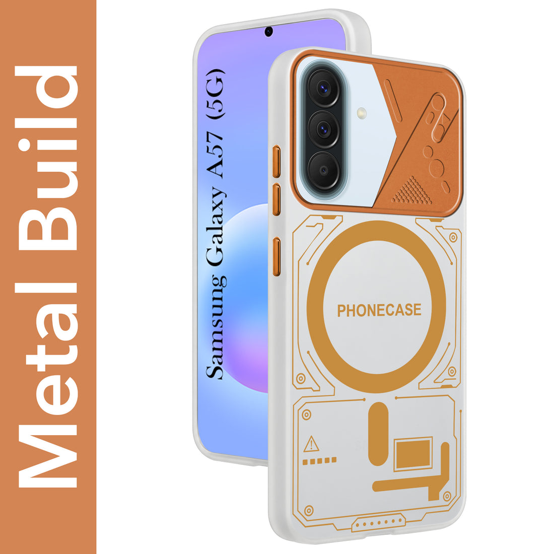 For Samsung Galaxy A57 5G Metallic Back Cover Case (Metallic Camera Protection & Buttons | Translucent Milky Shade | Hard Polycarbonate)