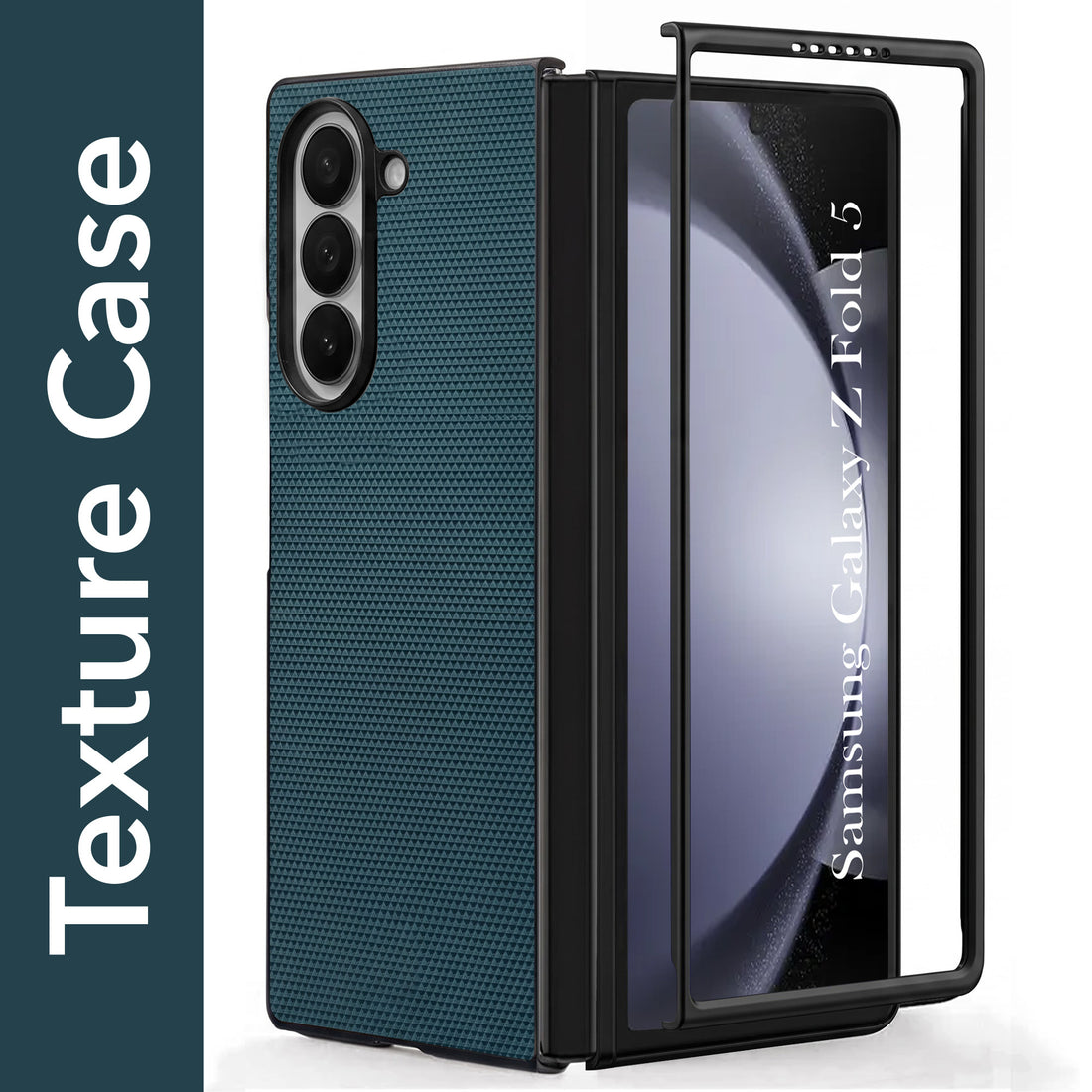 For Samsung Galaxy Z Fold 5 Premium Cover Case (Geometric Textured Hard PC | Soft Cloth Lining & Slim Shockproof Protection)