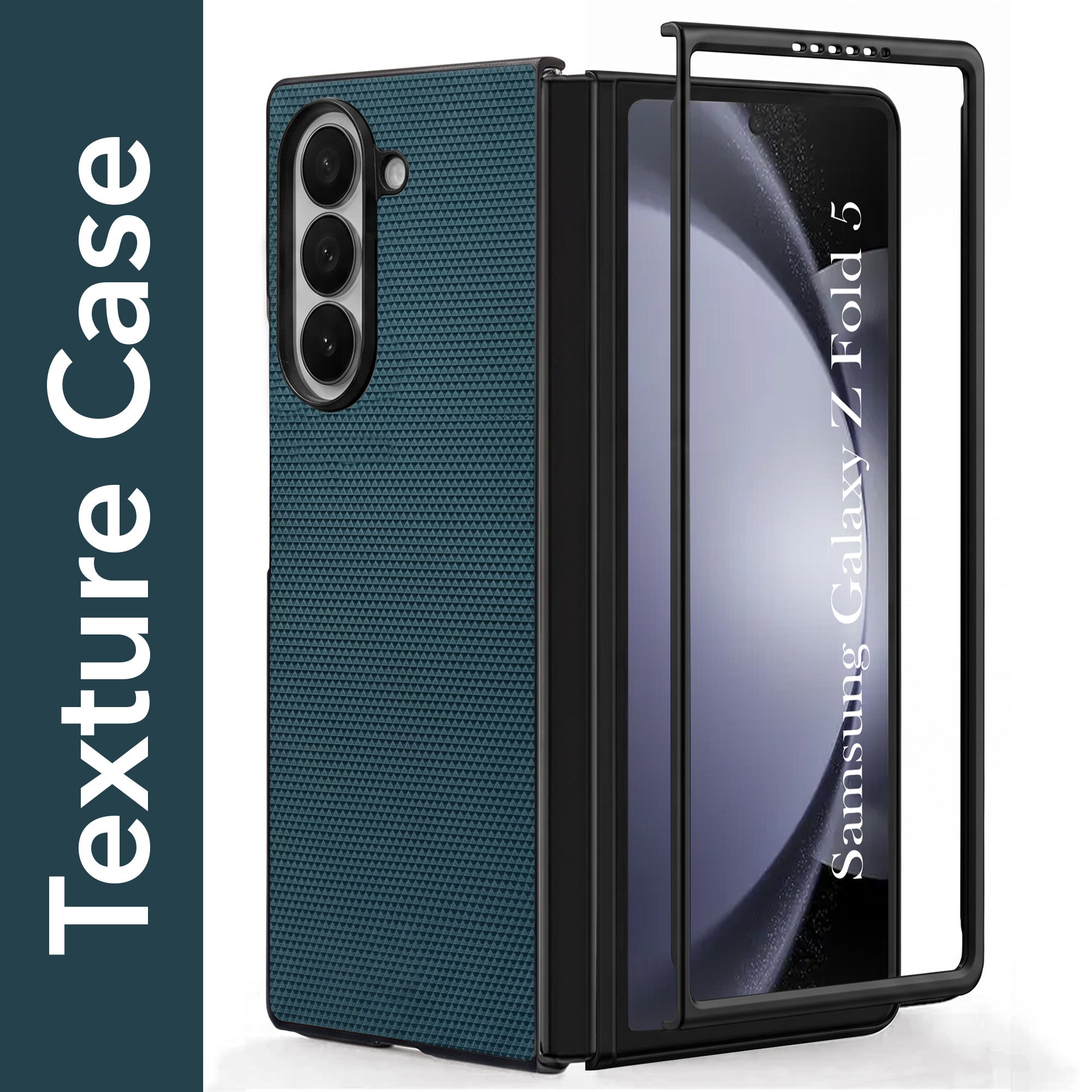 For Samsung Galaxy Z Fold 5 Premium Cover Case (Geometric Textured Hard PC | Soft Cloth Lining & Slim Shockproof Protection)