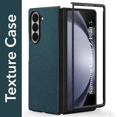 For Samsung Galaxy Z Fold 5 Premium Cover Case (Geometric Textured Hard PC | Soft Cloth Lining & Slim Shockproof Protection)