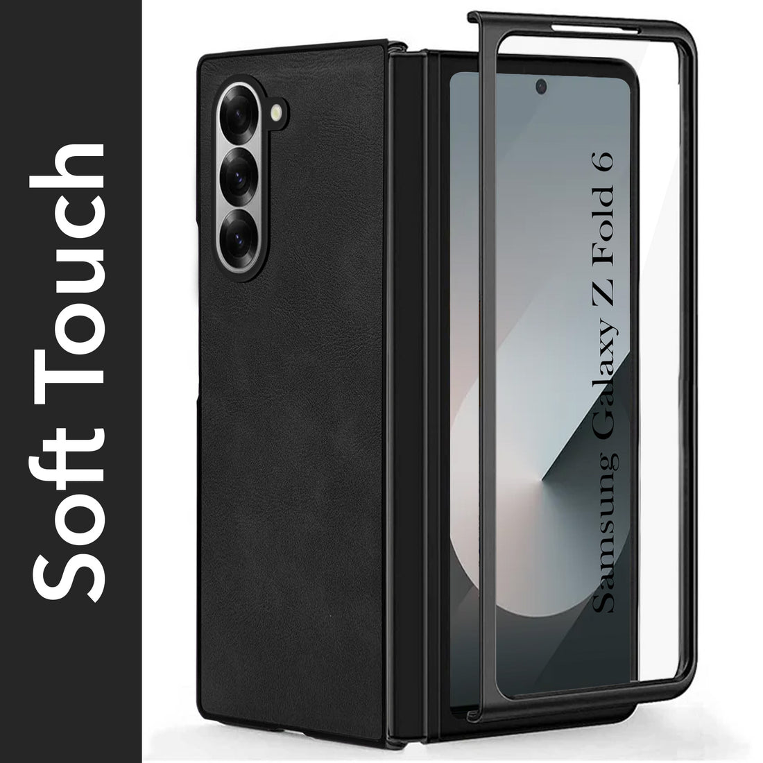 For Samsung Galaxy Z Fold 6 Back Case Cover Premium Genuine Leather (Integrated Front Screen Protector | Inside Microfiber Cloth)