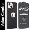 For Apple iPhone 13 Combo with Back Cover and 9H Tempered Glass (Textured Grip Design | Micro-Fiber Cloth Inside | Oleophobic Coating Screen Glass)