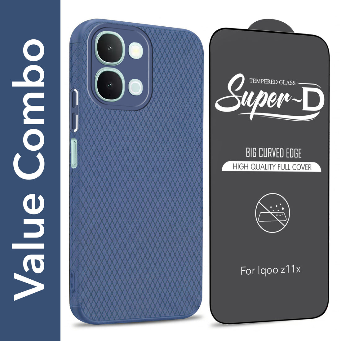 For Vivo iQOO Z11x 5G Combo with Back Cover and 9H Tempered Glass (Liquid Silicone | Camera Protection | Oleophobic Coating Screen Glass)