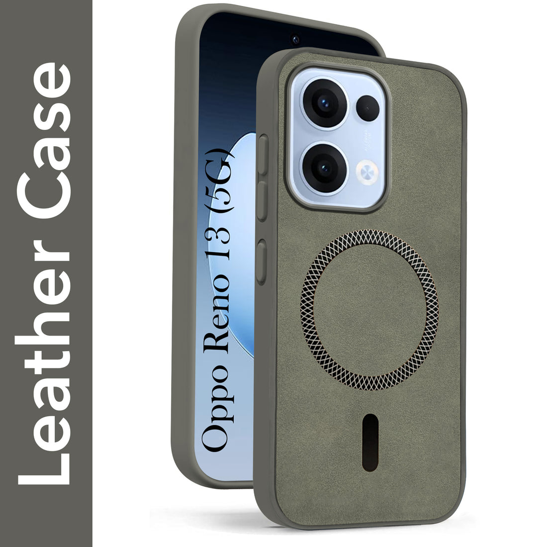 For Oppo Reno13 5G | Oppo Reno 13 5G Back Cover Case Leather Finish (MagSafe Compatible Wireless Charging | Soft Touch | Camera Bump Protection)