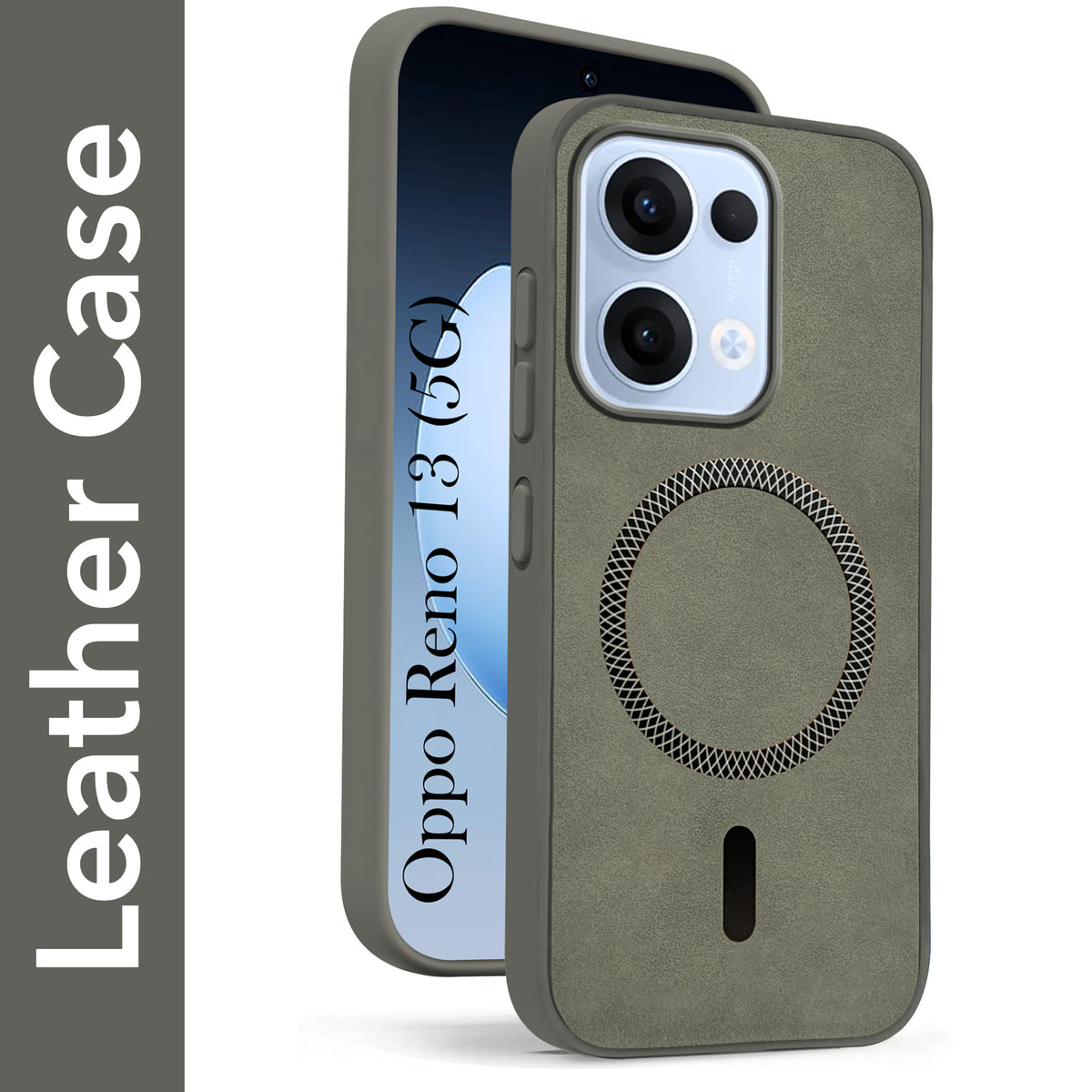 For Oppo Reno13 5G | Oppo Reno 13 5G Back Cover Case Leather Finish (MagSafe Compatible Wireless Charging | Soft Touch | Camera Bump Protection)