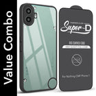 For Nothing CMF Phone 1 Combo with Back Cover and 9H Tempered Glass (Lifetime Anti-Yellow | Crystal Clear Shockproof | Oleophobic Coating Screen Glass)