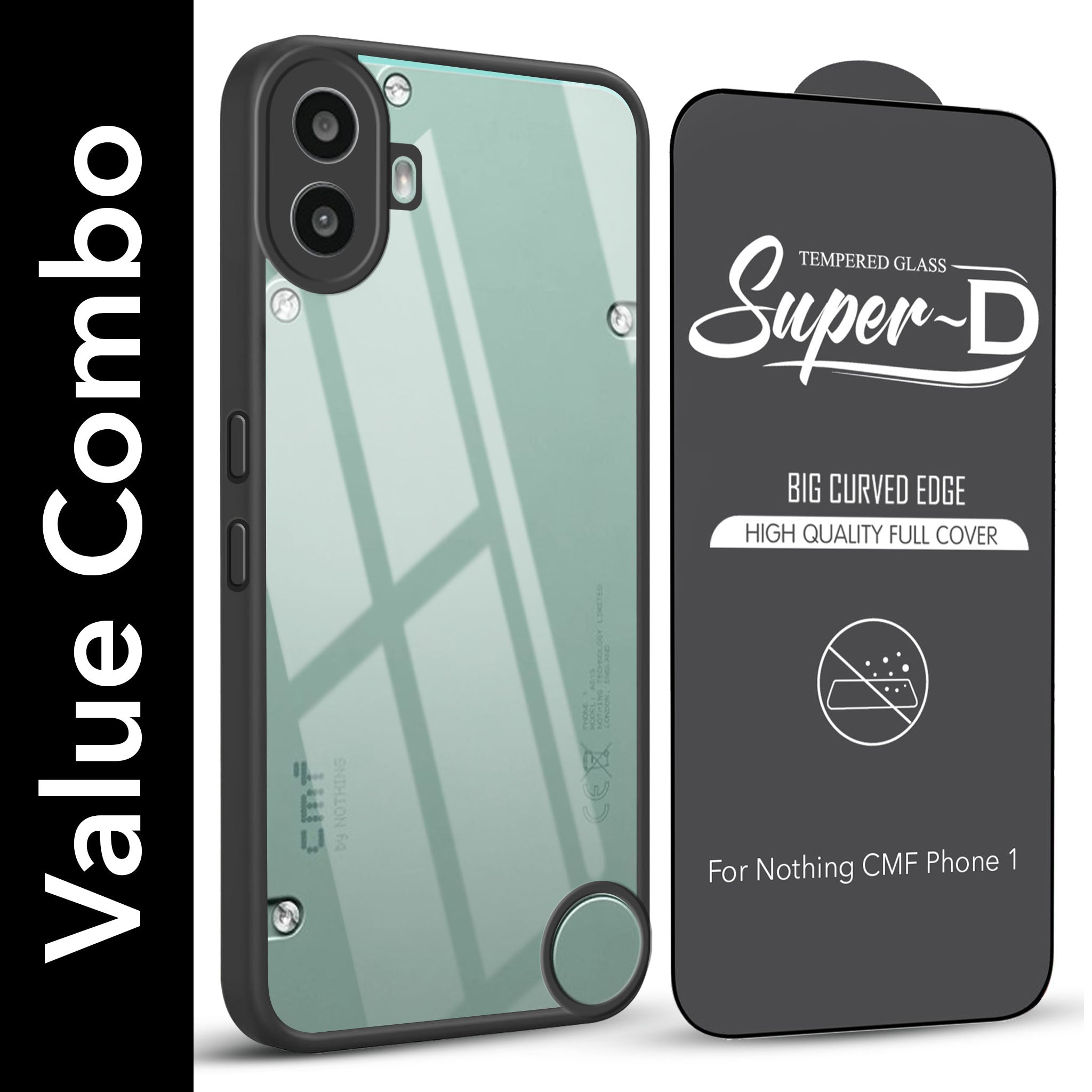 For Nothing CMF Phone 1 Combo with Back Cover and 9H Tempered Glass (Lifetime Anti-Yellow | Crystal Clear Shockproof | Oleophobic Coating Screen Glass)