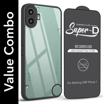 For Nothing CMF Phone 1 Combo with Back Cover and 9H Tempered Glass (Lifetime Anti-Yellow | Crystal Clear Shockproof | Oleophobic Coating Screen Glass)