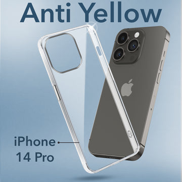 For Apple iPhone 14 Pro Back Cover Case (Hard Anti Yellow Clear Case | Drop & Camera Protection | Shockproof Polycarbonate)