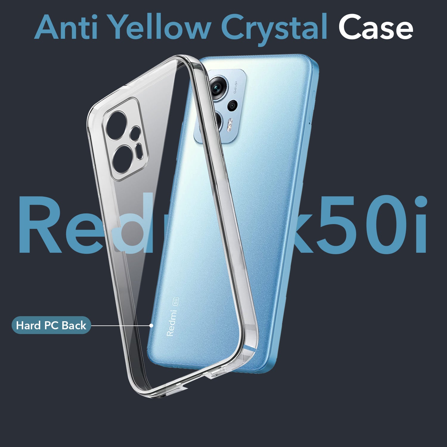 For Xiaomi Redmi K50i Back Cover Case Lifetime Anti-Yellow Clear  (Sleek Hard Crystal | Shockproof and Camera Protection)