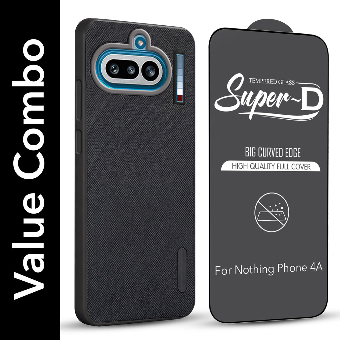 For Nothing Phone 4A 5G Combo with Back Cover and 9H Tempered Glass (Textured Grip Design | Micro-Fiber Cloth Inside | Oleophobic Coating Screen Glass)