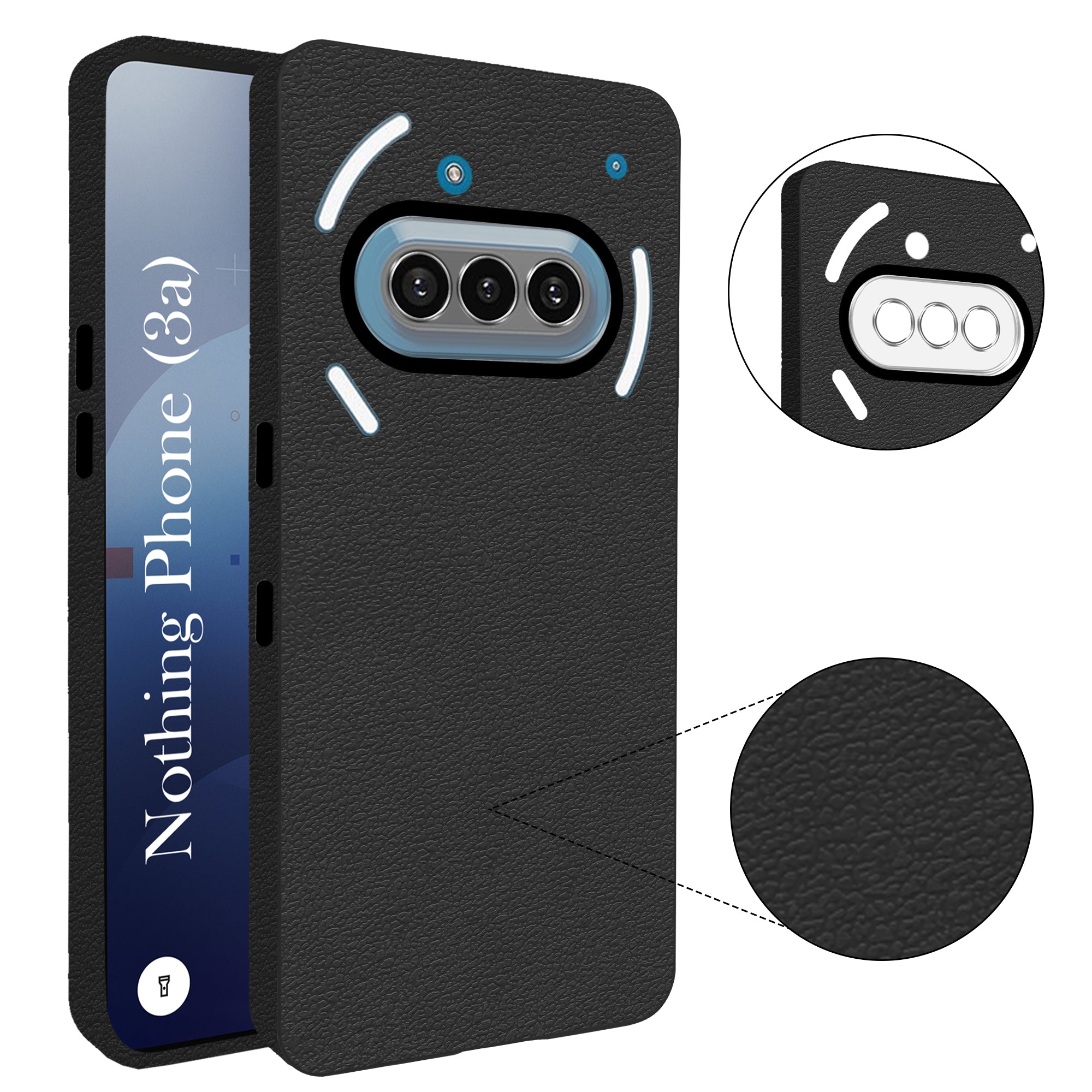 For Nothing Phone 3A 5G Back Cover Case (Glass Like Camera Protection | Leather Feel | Minimalist Professional Grip)