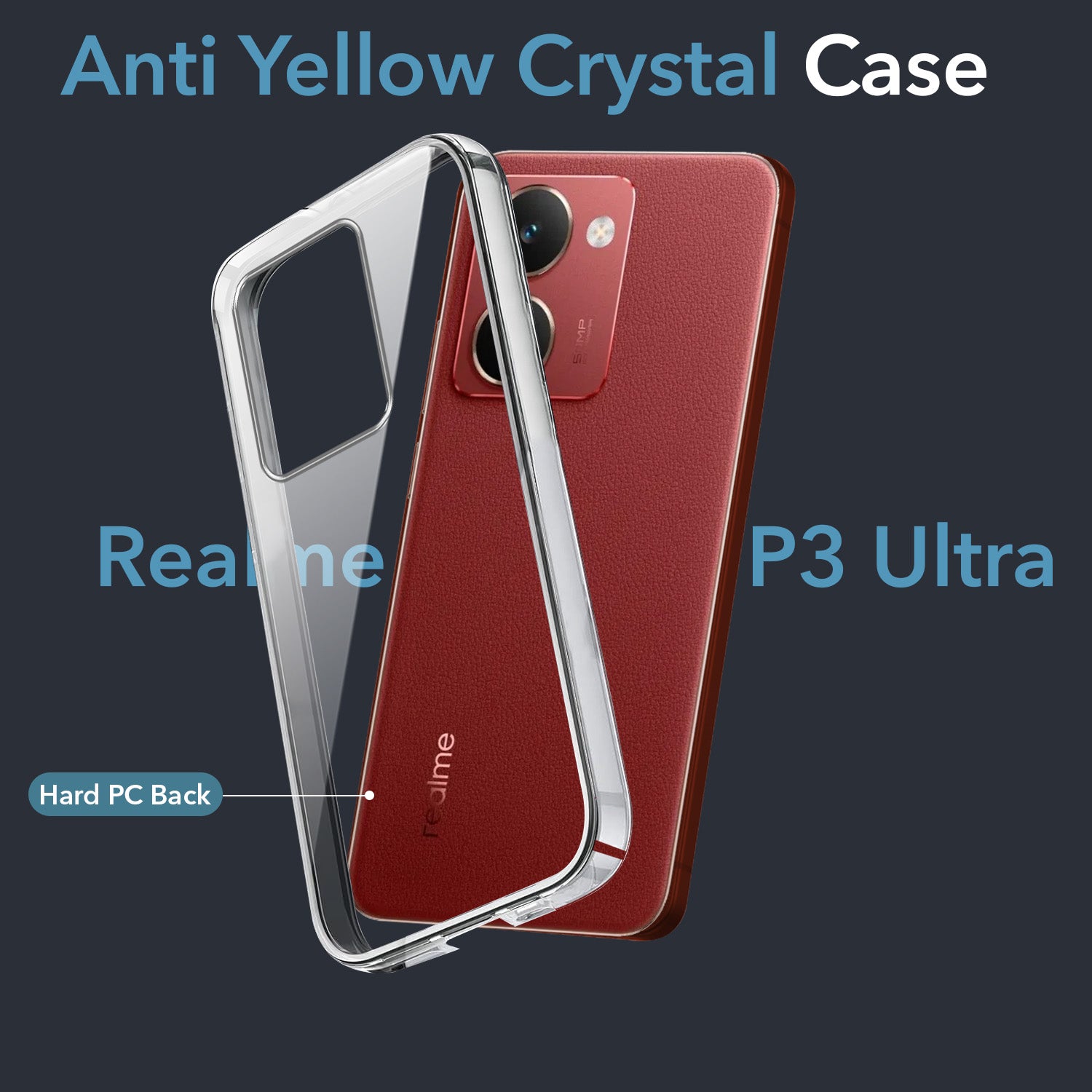 For Realme P3 Ultra Back Cover Case(Hard Anti Yellow Clear Case | Sleek Hard Crystal Clear | Drop & Camera Protection | Shockproof Polycarbonate)