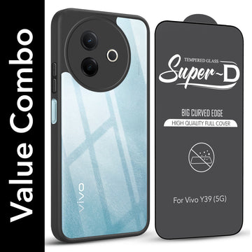 For Vivo Y39 Combo with Back Cover and 9H Tempered Glass (Lifetime Anti-Yellow | Crystal Clear Shockproof | Oleophobic Coating Screen Glass)