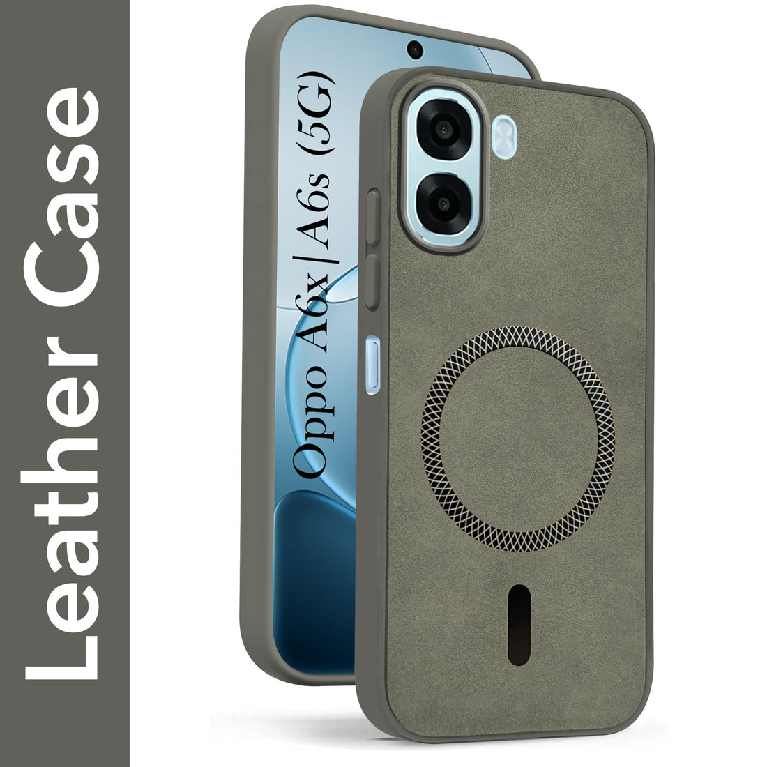 For Oppo A6X | Oppo A6S Back Cover Case Leather Finish (MagSafe Compatible Wireless Charging | Soft Touch | Camera Bump Protection)