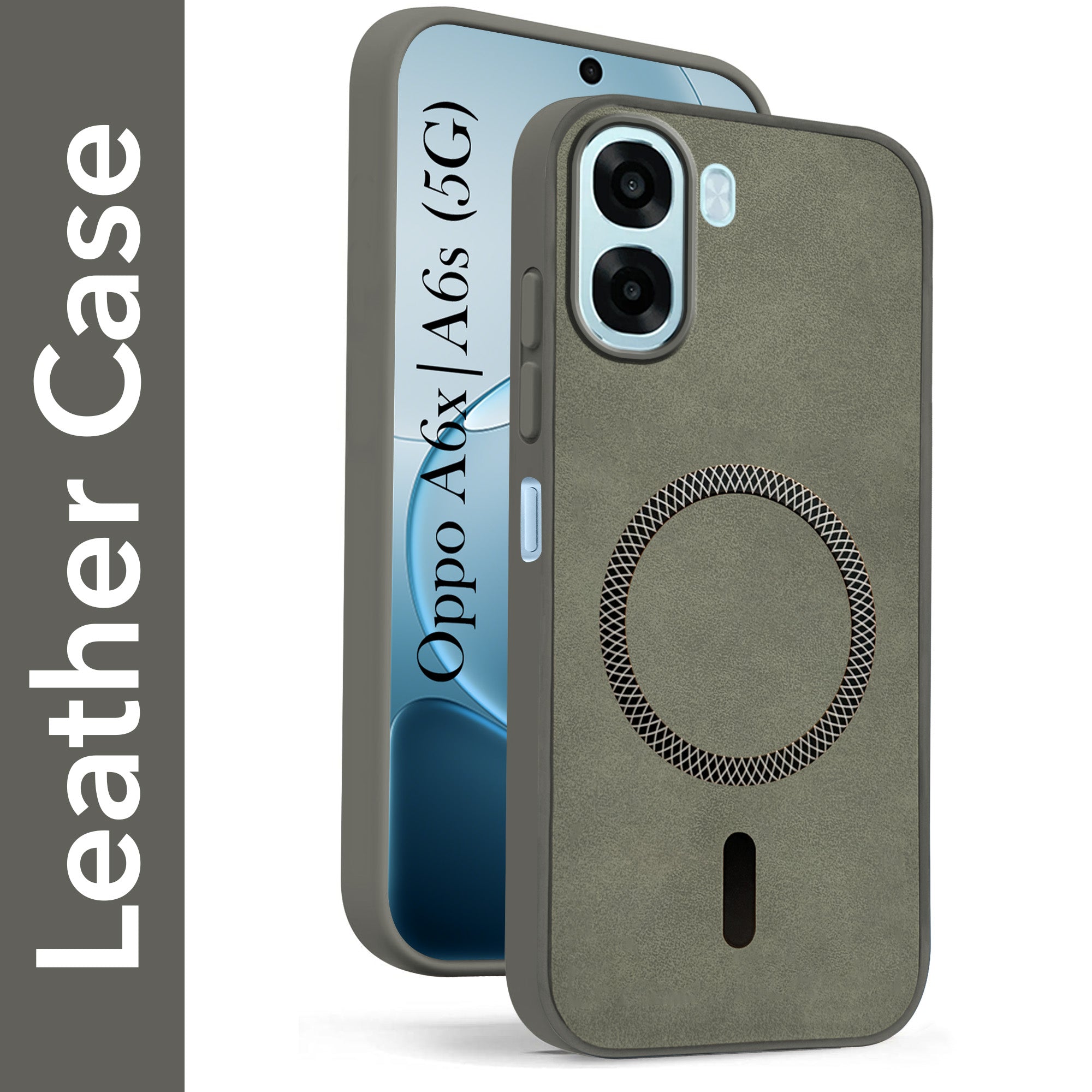 For Oppo A6X | Oppo A6S Back Cover Case Leather Finish (MagSafe Compatible Wireless Charging | Soft Touch | Camera Bump Protection)