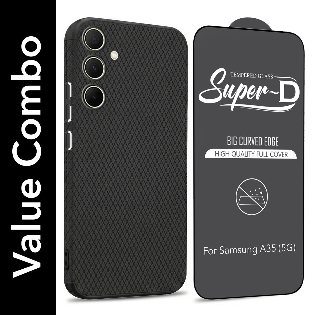 For Samsung Galaxy A35 5G Combo with Back Cover and 9H Tempered Glass (Liquid Silicone | Camera Protection | Oleophobic Coating Screen Glass)