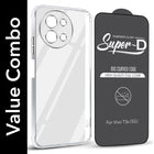 For Vivo T3X 5G Combo with Back Cover and 9H Tempered Glass (Lifetime Anti-Yellow | Sleek Hard Crystal | Oleophobic Coating Screen Glass)