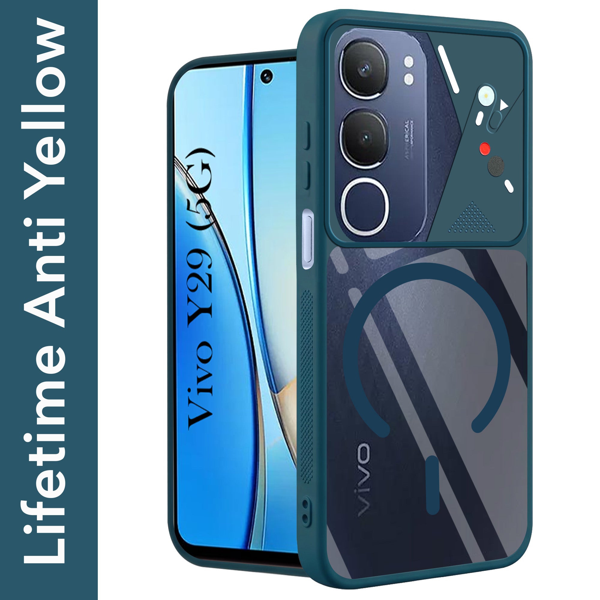 For Vivo Y29 Back Cover Case Lifetime Anti-Yellow Clear (Camera Protection | Side Grip | Wireless MagSafe Compatible)