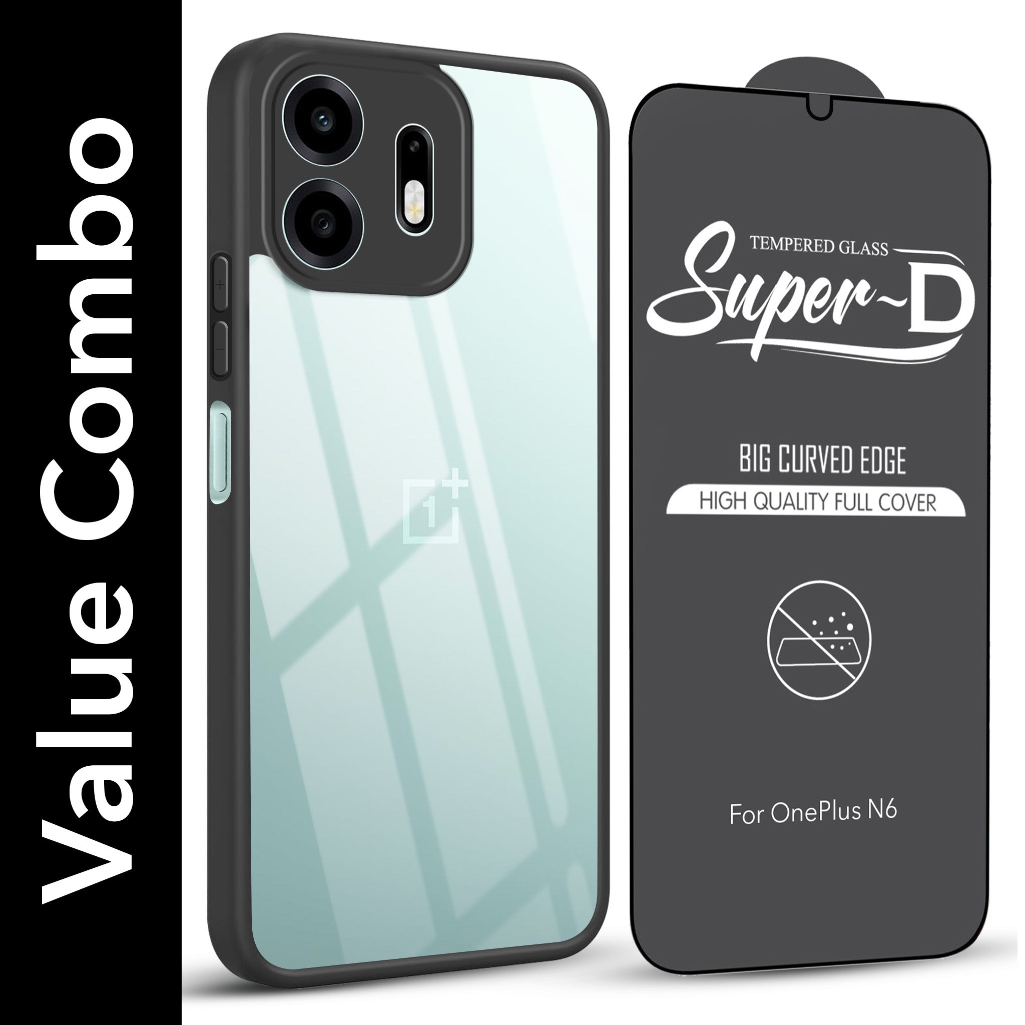 For OnePlus N6 (Combo with Back Cover and 9H Tempered Glass (Lifetime Anti-Yellow | Crystal Clear Shockproof | Oleophobic Coating Screen Glass)