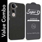 For Vivo Y400 Pro Combo with Back Cover and 9H Tempered Glass (Liquid Silicone | Camera Protection | Oleophobic Coating Screen Glass)