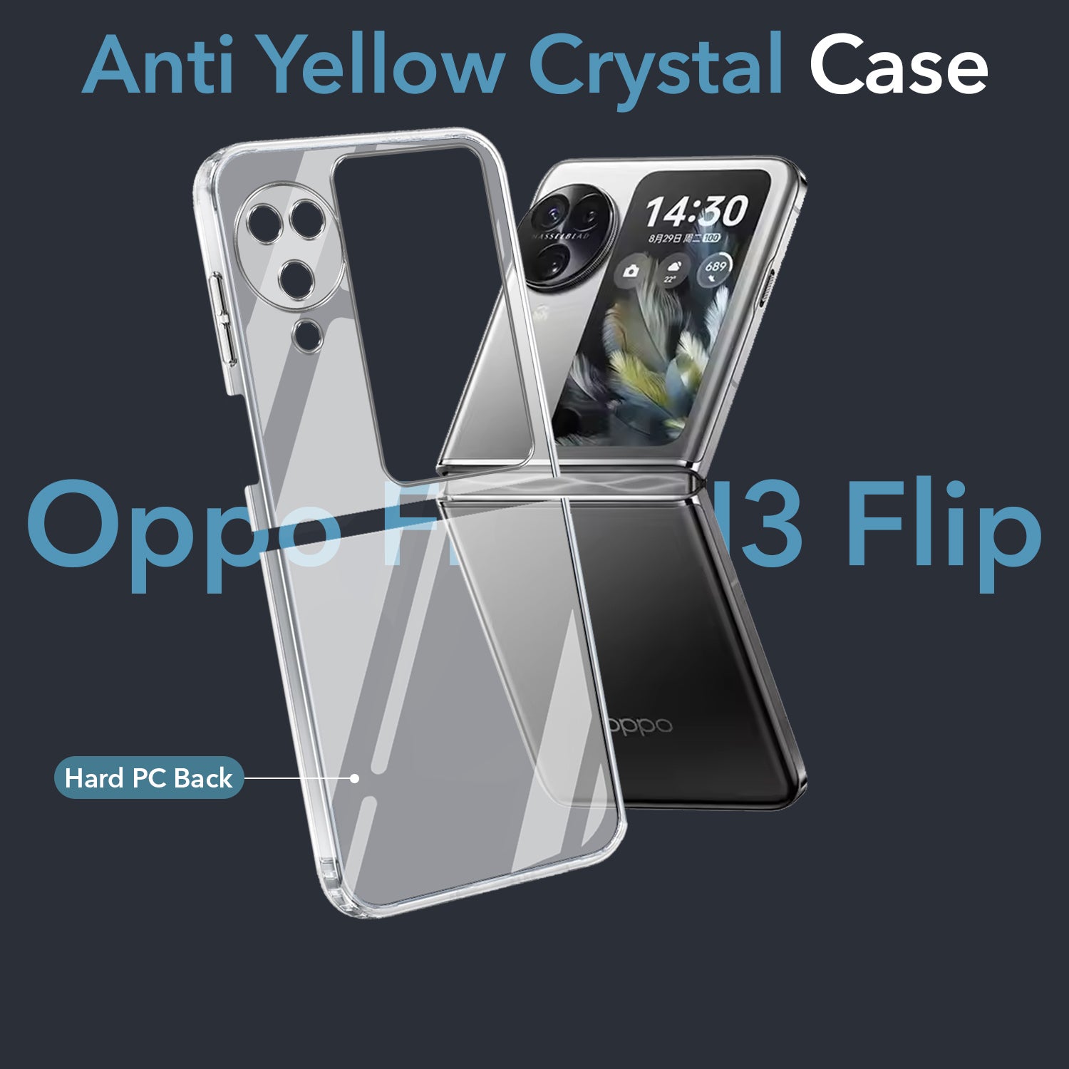 For Oppo Find N3 Flip Back Cover Case (Hard Anti Yellow Clear Case | Sleek Hard Crystal Clear | Drop & Camera Protection | Shockproof Polycarbonate)