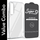 For Samsung Galaxy S24 Combo with Back Cover and 9H Tempered Glass (Lifetime Anti-Yellow | Sleek Hard Crystal | Oleophobic Coating Screen Glass)