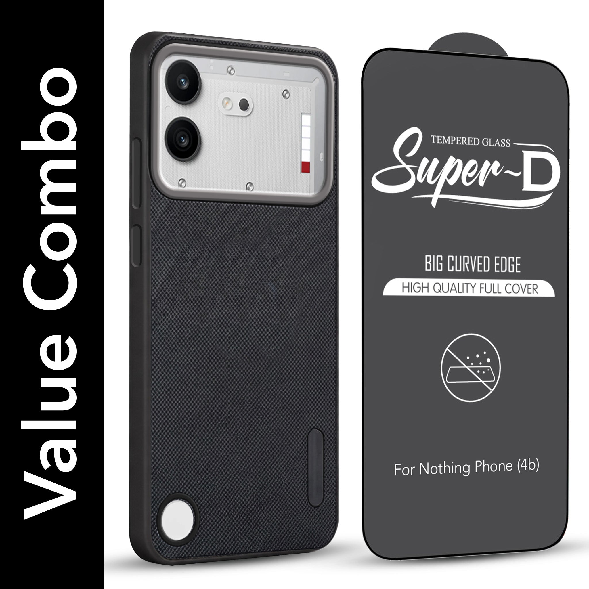 For Nothing Phone 4B 5G Combo (Textured Grip Design | Micro-Fiber Cloth Inside | Oleophobic Coating Screen Glass)