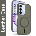 For Realme C83 5G Back Cover Case Leather Finish (MagSafe Compatible Wireless Charging | Soft Touch | Camera Bump Protection)