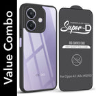 For Oppo A3X (4G/5G) | Oppo A3 5G Combo with Back Cover and 9H Tempered Glass (Lifetime Anti-Yellow | Crystal Clear Shockproof | Oleophobic Coating Screen Glass)