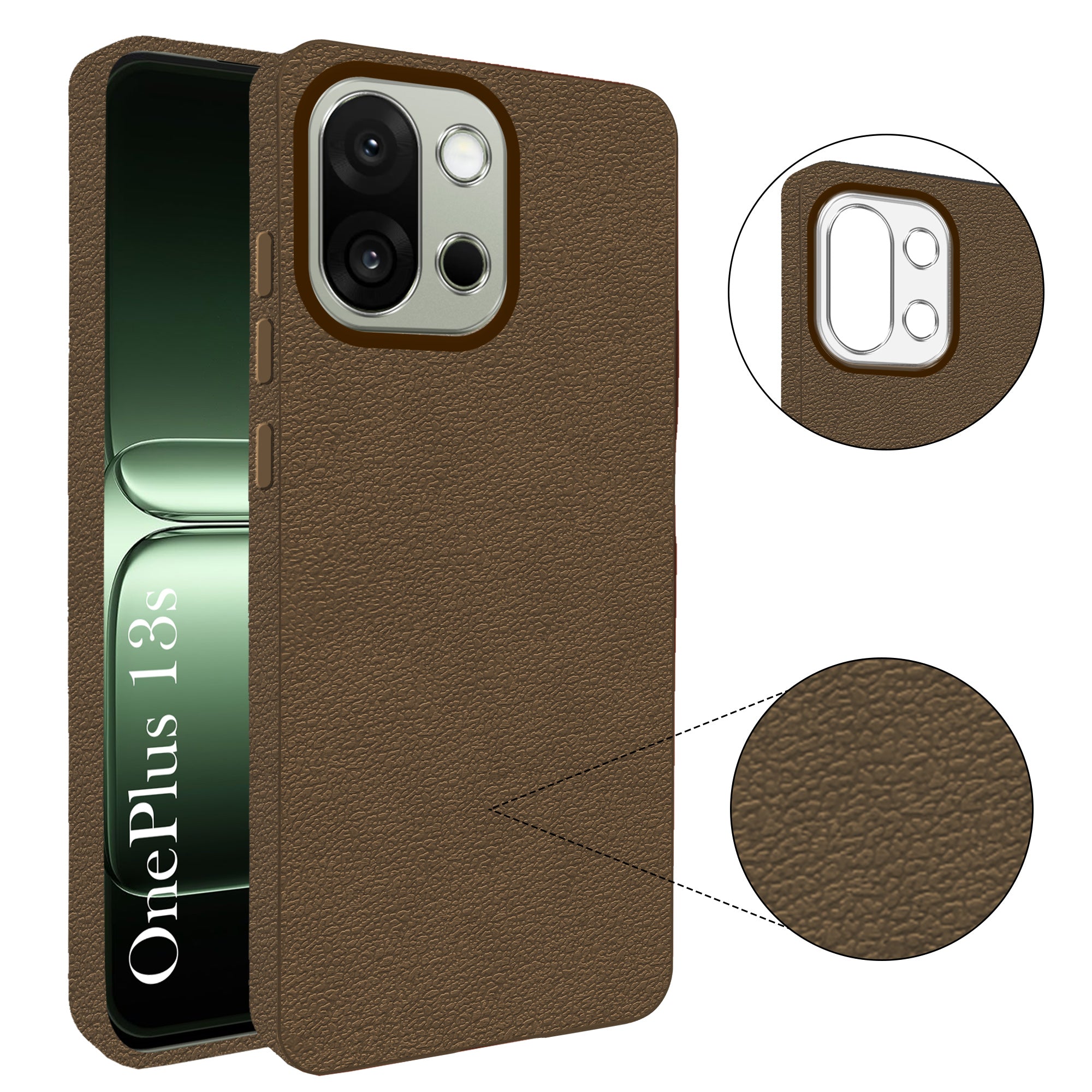 For OnePlus 13S Back Cover Case (Glass Like Camera Protection | Leather Feel | Minimalist Professional Grip)
