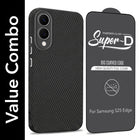 For Samsung Galaxy S25 Edge Combo with Back Cover and 9H Tempered Glass (Liquid Silicone | Camera Protection | Oleophobic Coating Screen Glass)
