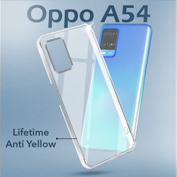 For Oppo A54 Back Cover Case Lifetime Anti-Yellow Clear (Sleek Hard Crystal | Shockproof and Camera Protection)