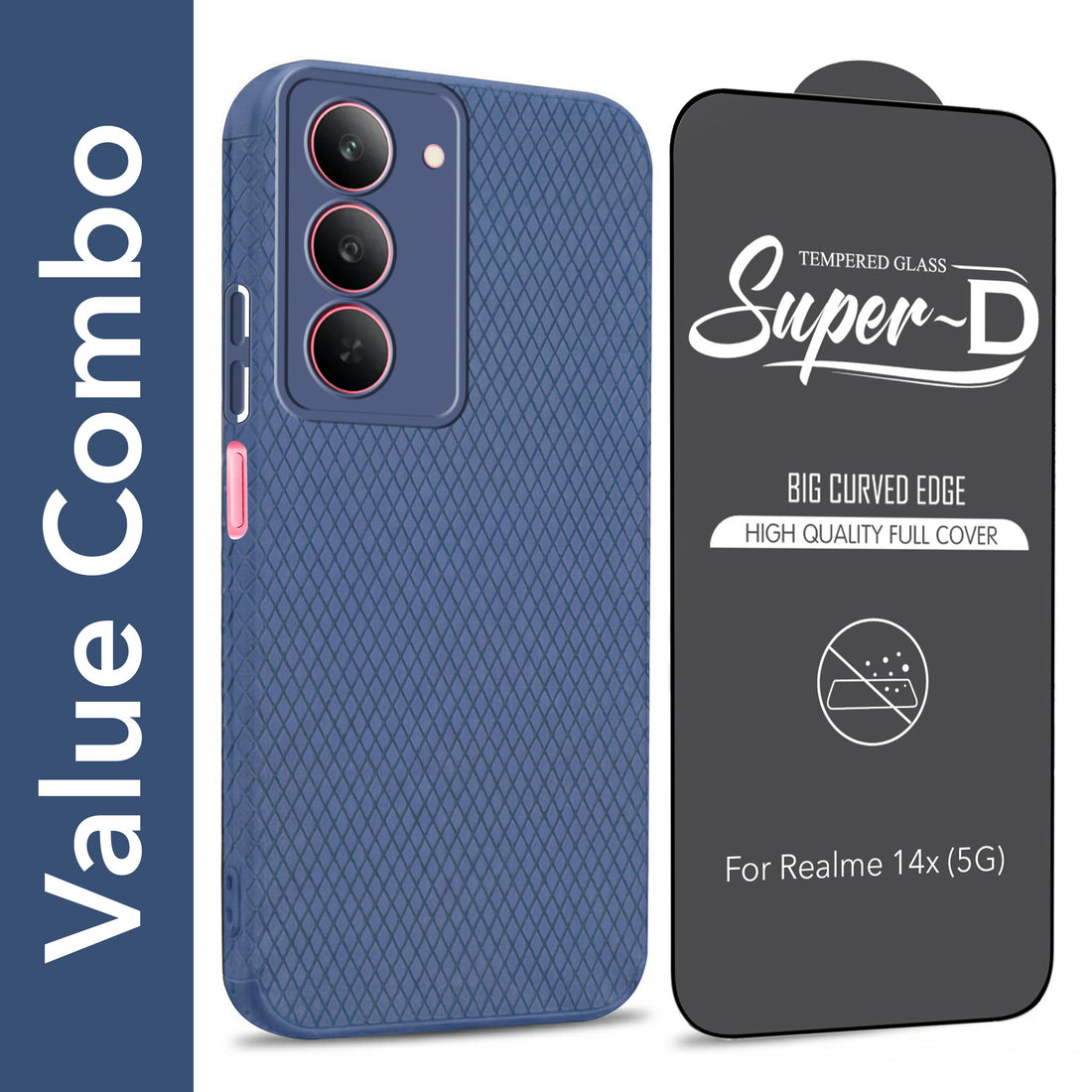 For Realme 14X Combo with Back Cover and 9H Tempered Glass (Liquid Silicone | Camera Protection | Oleophobic Coating Screen Glass)