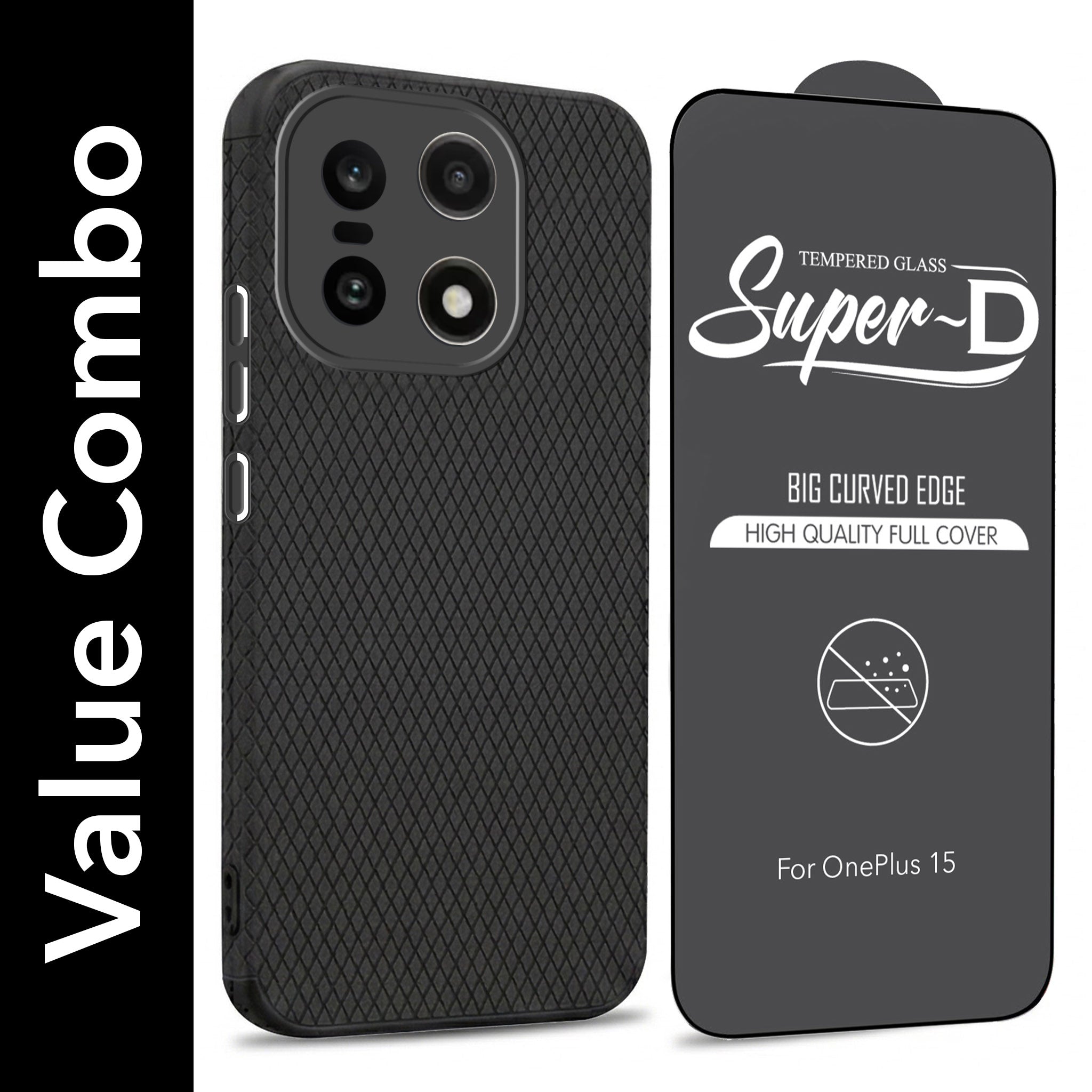 For OnePlus 15 5G Combo with Back Cover and 9H Tempered Glass (Liquid Silicone | Camera Protection | Oleophobic Coating Screen Glass)