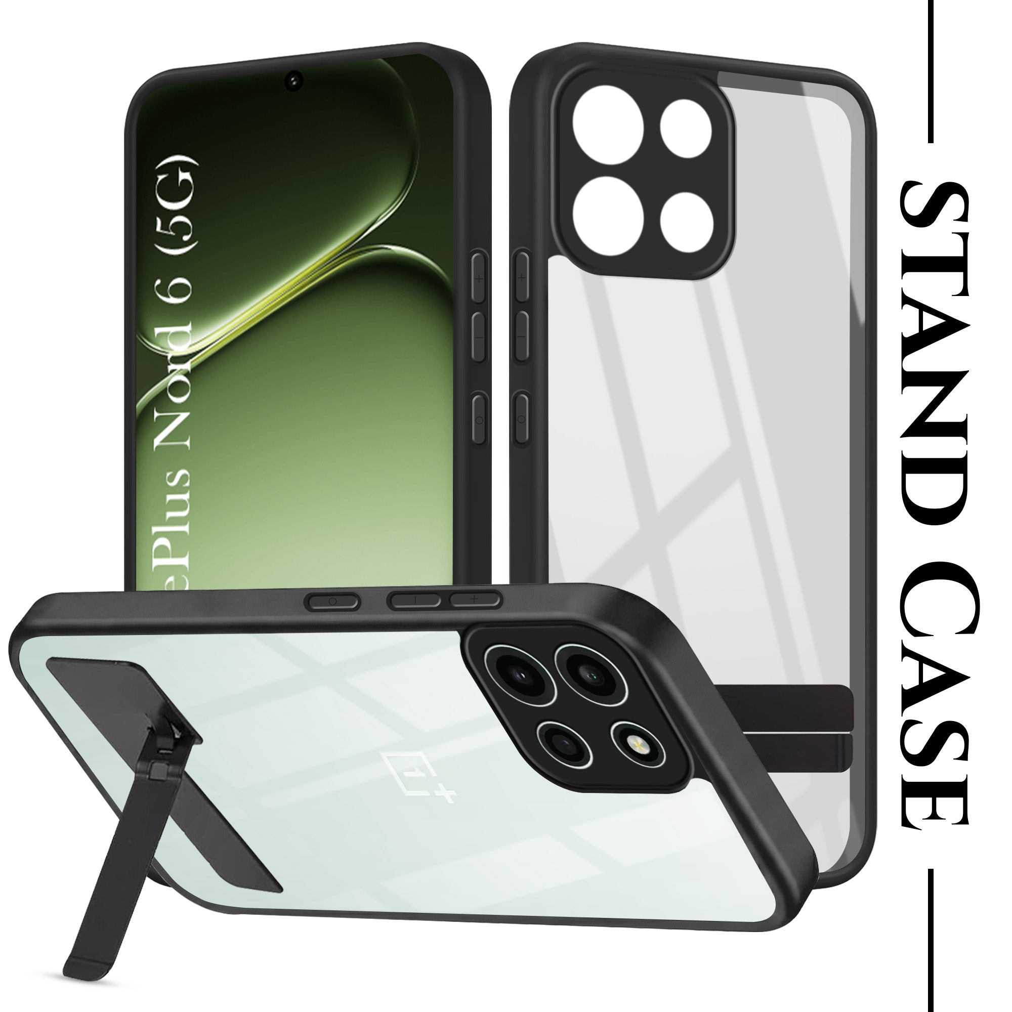 For Oneplus Nord 6 Back Cover Case (Built-in Stand | Lifetime Anti Yellow | Kickstand Shockproof | Camera Protection | MagSafe Compatible)