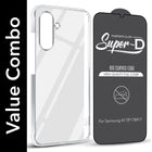 For Samsung Galaxy A17 | Samsung F17 | Samsung M17 5G Combo with Back Cover and 9H Tempered Glass ( Lifetime Anti-Yellow | Sleek Hard Crystal | Oleophobic Coating Screen Glass)