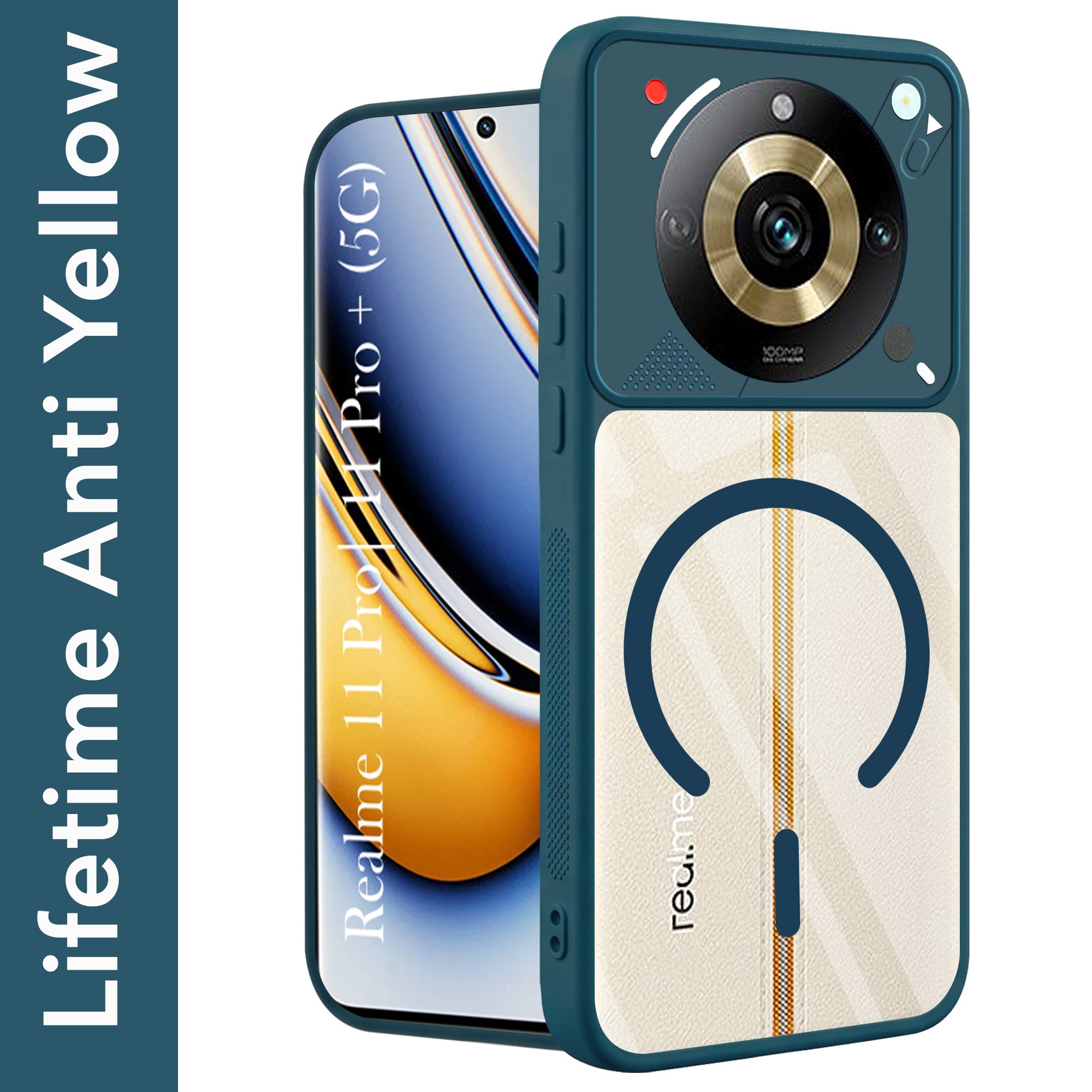For Realme 11 Pro 5G | Realme 11 Pro Plus 5G Back Cover Case Lifetime Anti-Yellow Clear (Camera Protection | Side Grip | Wireless MagSafe Compatible)