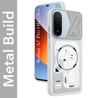 For Redmi A7 Pro 4G|5G Metallic Back Cover Case (Metallic Camera Protection & Buttons | Translucent Milky Shade | Hard Polycarbonate)