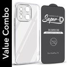 For OnePlus 15 5G Combo with Back Cover and 9H Tempered Glass (Lifetime Anti-Yellow | Sleek Hard Crystal | Oleophobic Coating Screen Glass)